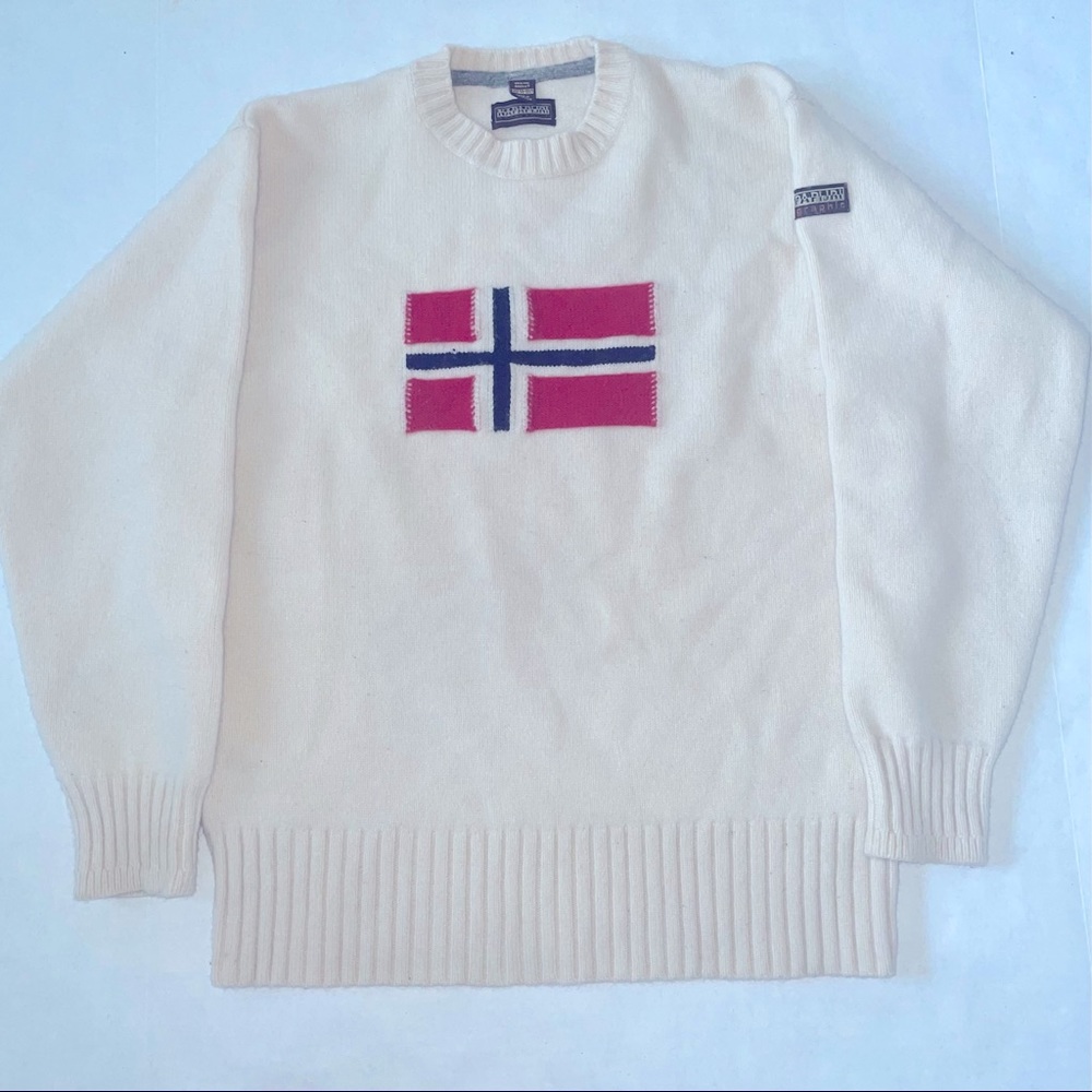 Vintage Napapijri Geographic Big Flag Sweater - XL